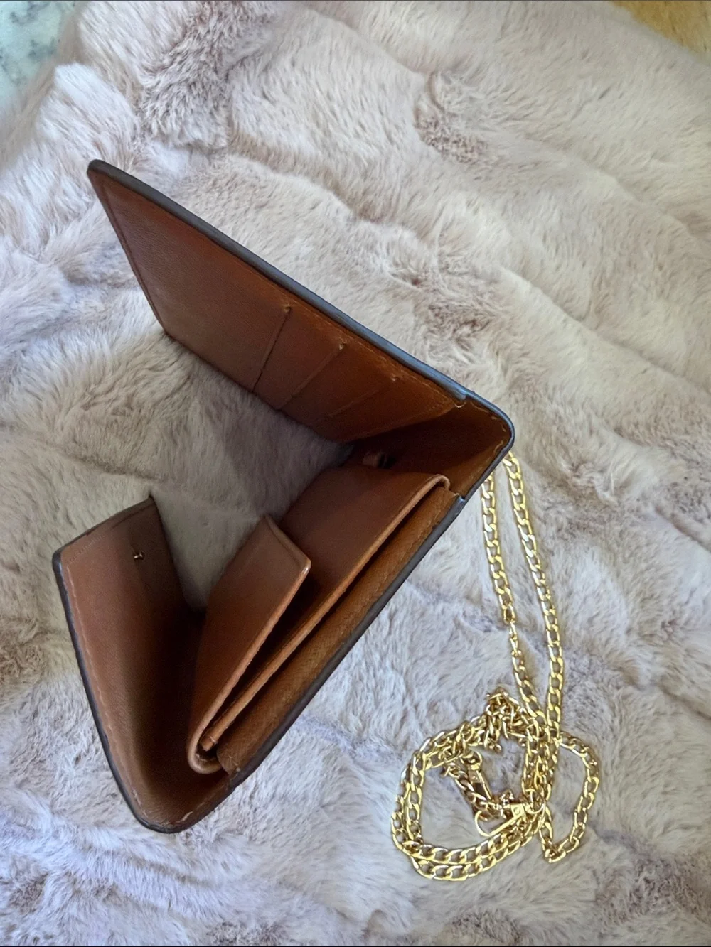 Louis Vuitton Brown Monogram Wallet with Gold Chain